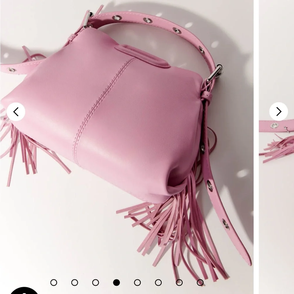 NWT Maje Soft Mini Miss M Pink Shoulder Bag with Fringe Detail - Picture 5 of 6